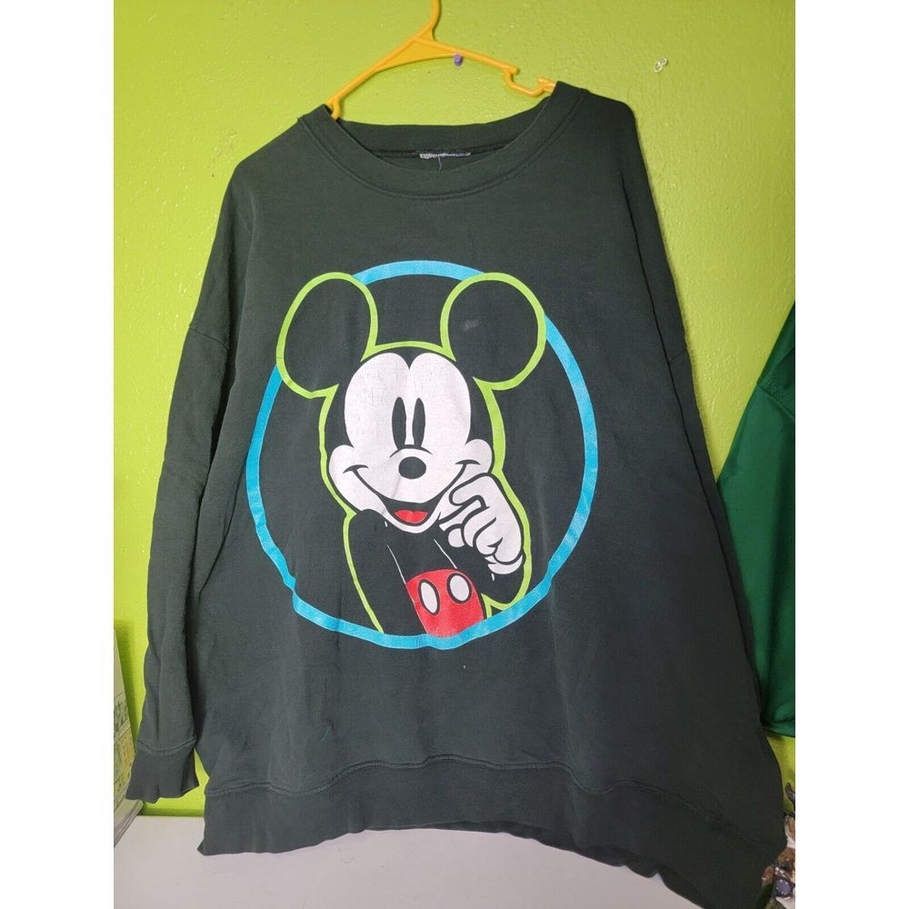 Vintage Mickey Mouse Crewneck Sweatshirt Pullover 3XL Disney 80s 90s Black Vtg
